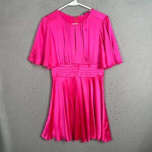 Amanda Uprichard Pink Silk Flutter Sleeve Dress Womens Size Medium